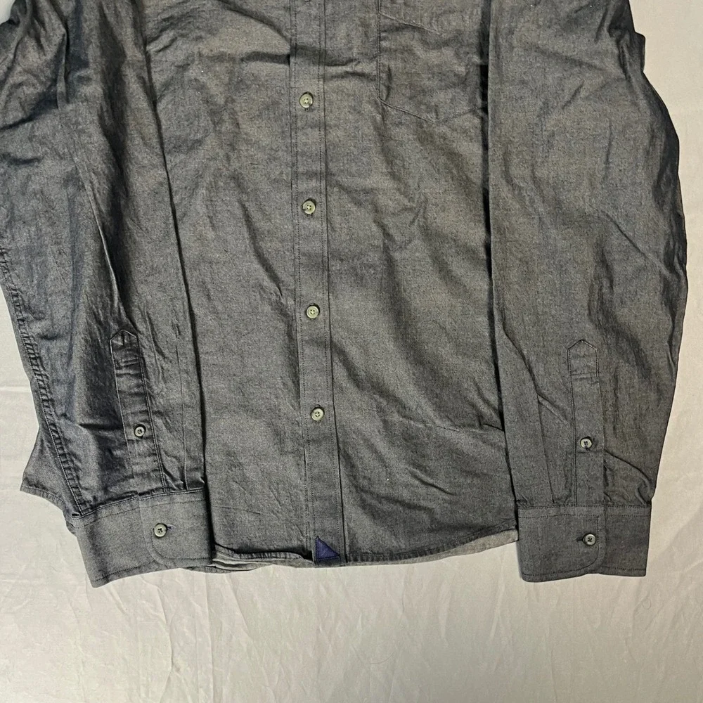 Untuckit Casablanca Mens Grey Cotton Button Down Shirt Regular Fit XL 01035 - Picture 4 of 15